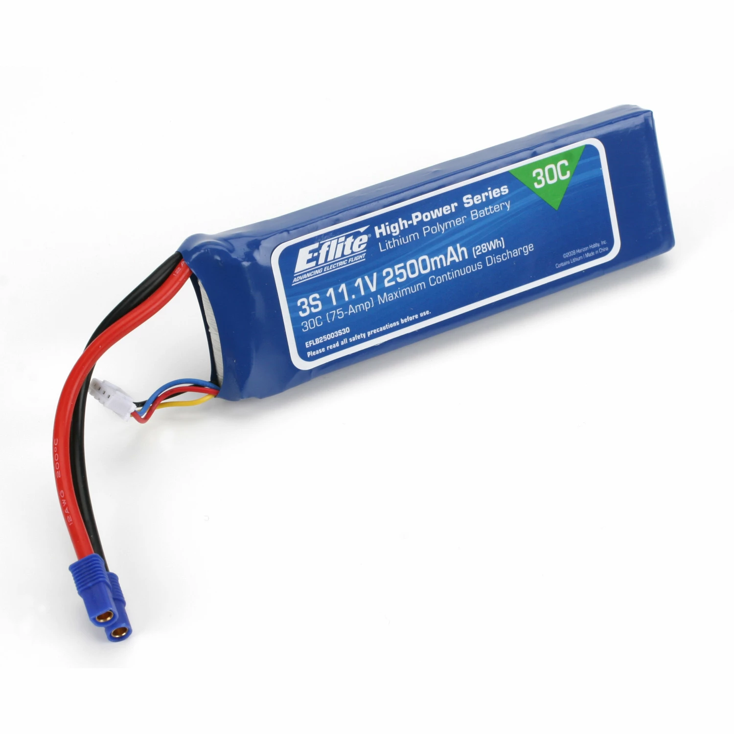 E-flite 11.1V 2500mAh 3S 30C LiPo, Battery: EC3 1 E-flite 11.1V 2500mAh 3S 30C LiPo, Battery: EC3