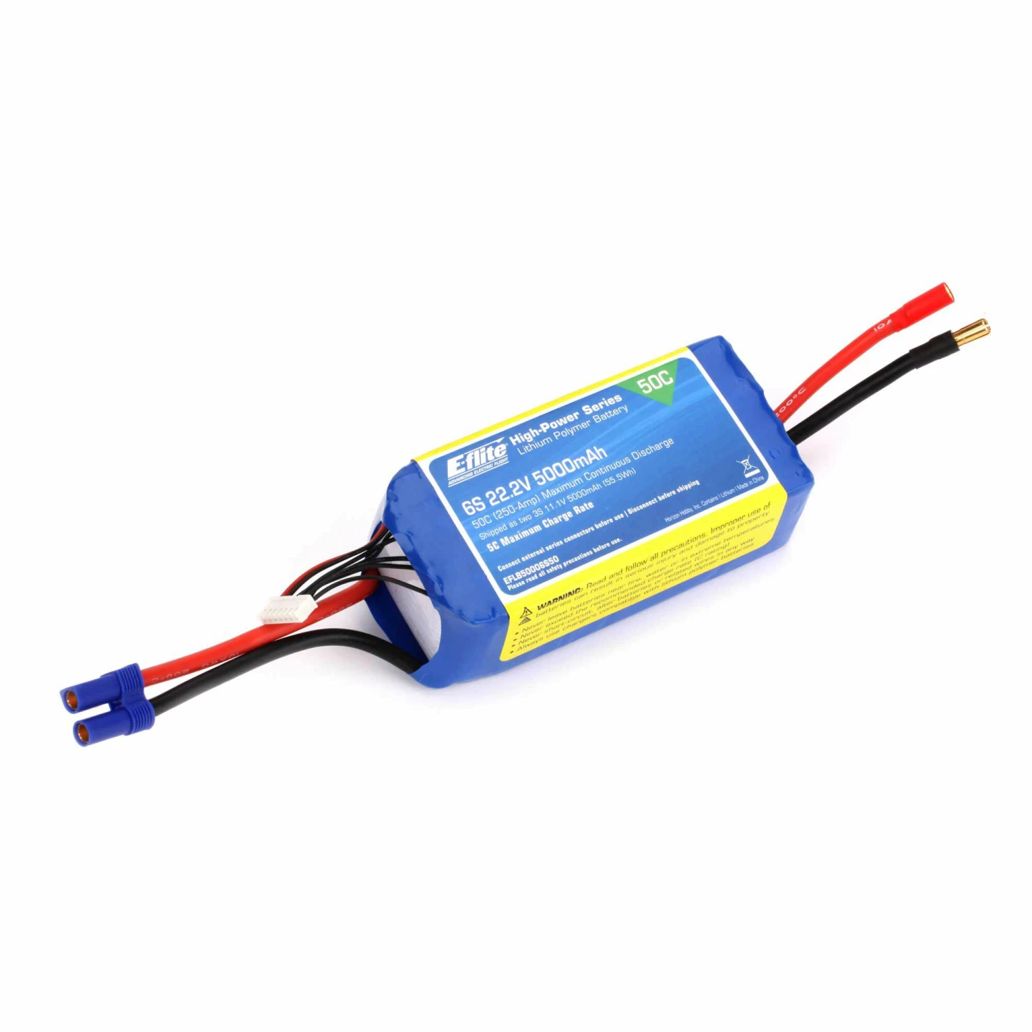 E-flite 22.2V 5000mAh 6S 50C LiPo Battery: EC5 1 E-flite 22.2V 5000mAh 6S 50C LiPo Battery: EC5